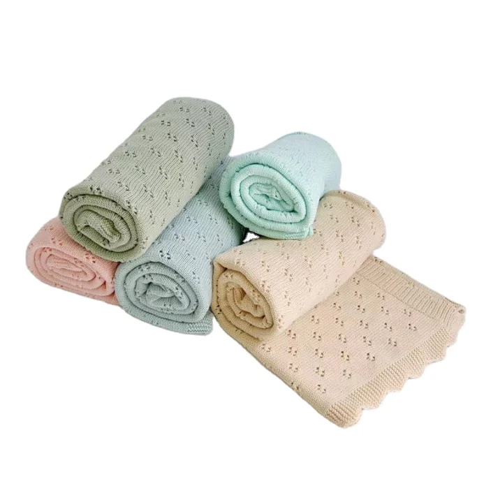 2023 Hot Sales Exquisite Baby Blanket 100% Cotton Fabric Spring Soft Knitted Baby Blanket