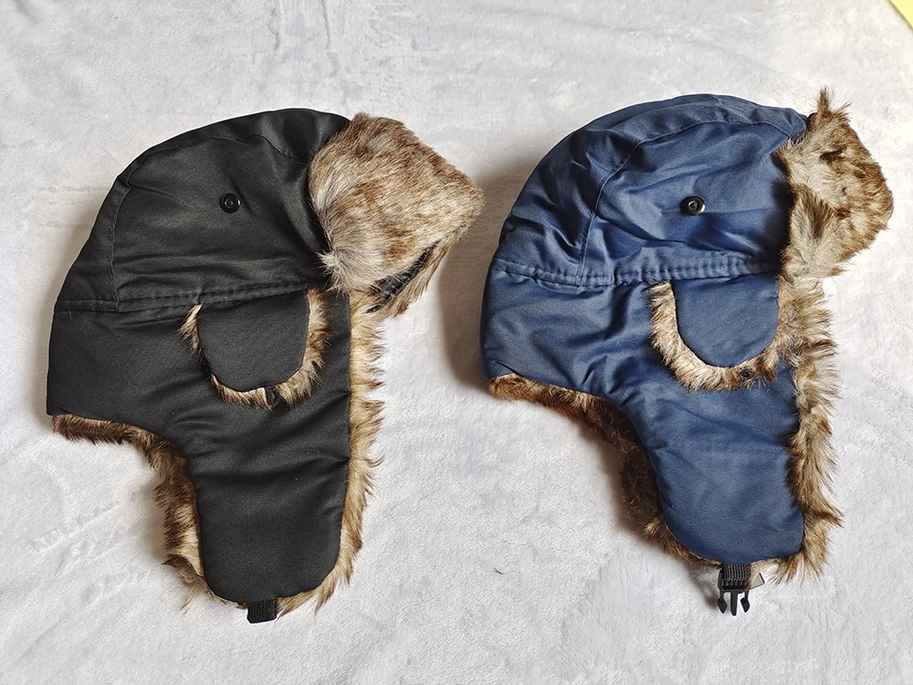 Russian Ushanka Trooper Trapper Aviator Bomber Hat Fur Lined Earflap Winter Cap