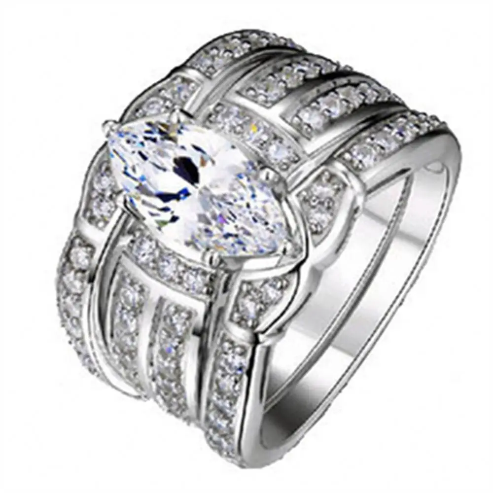 European And American Couples Combination Ring Engaged Zircon Set Ring