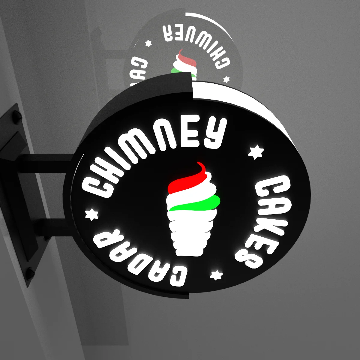 Custom Double Sided Lighting Circle Metal Light Box 3d Signboard Light Box For Drink Shop/Ice Cream Shop/Dessert Shop