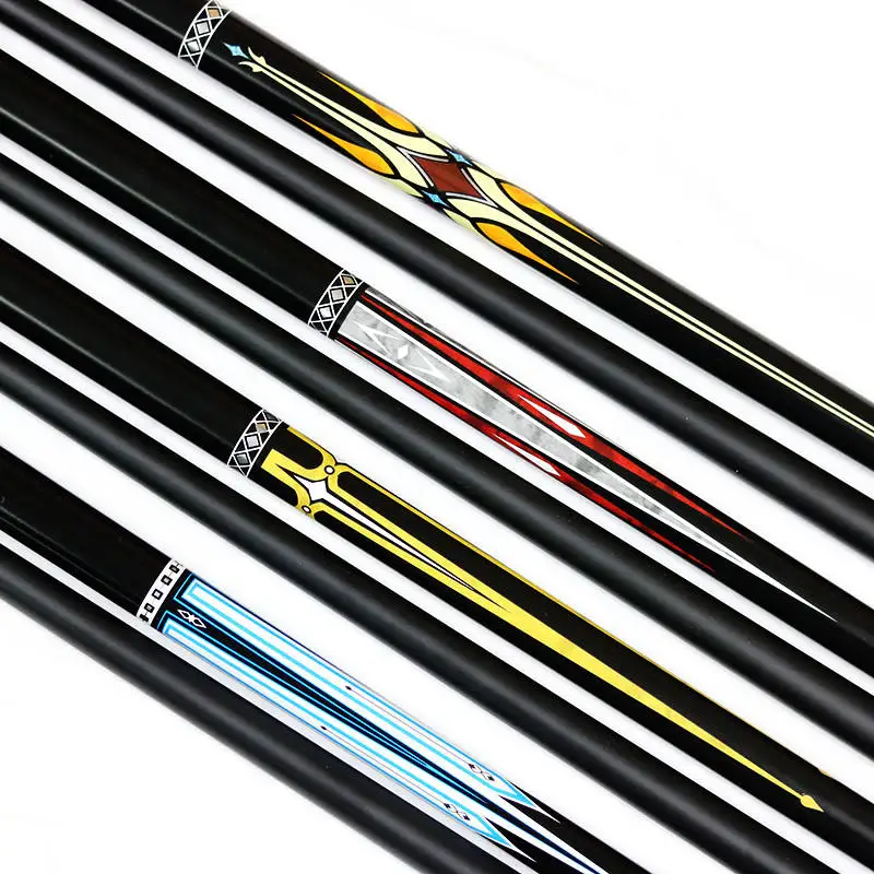 Factory wholesale cheap price 2-pc center jointed Straight Carbon Graphite Black Billiard Pool Cue Stick
