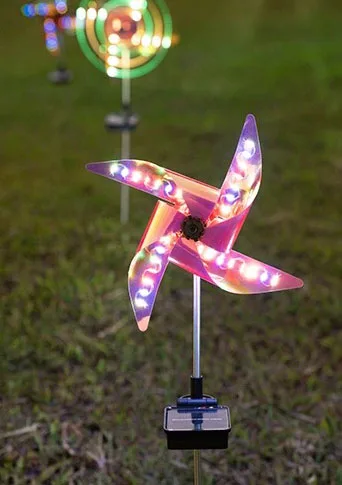 Outdoor waterproof colorful windmill solar pathway lights for landscape,courtyard,lawn,villa,decoration.