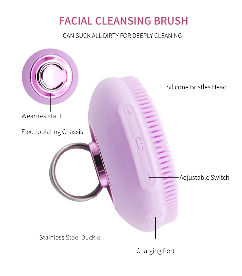 Silicone Facial Cleansing Brush Sonic Face Scrubbers IPX7 Waterproof Electric Face Cleanser Massager Brush for All Skin Types