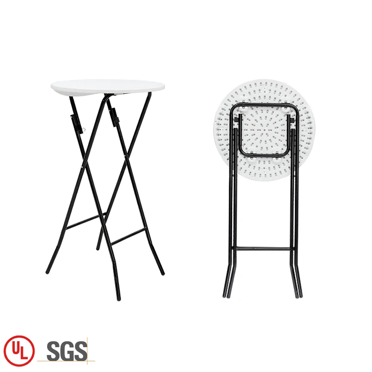 Outdoor Garden HDPE 60CM Mini High Top Foldable Round Folding Bar Plastic Cocktail Table Modern,110CM Height