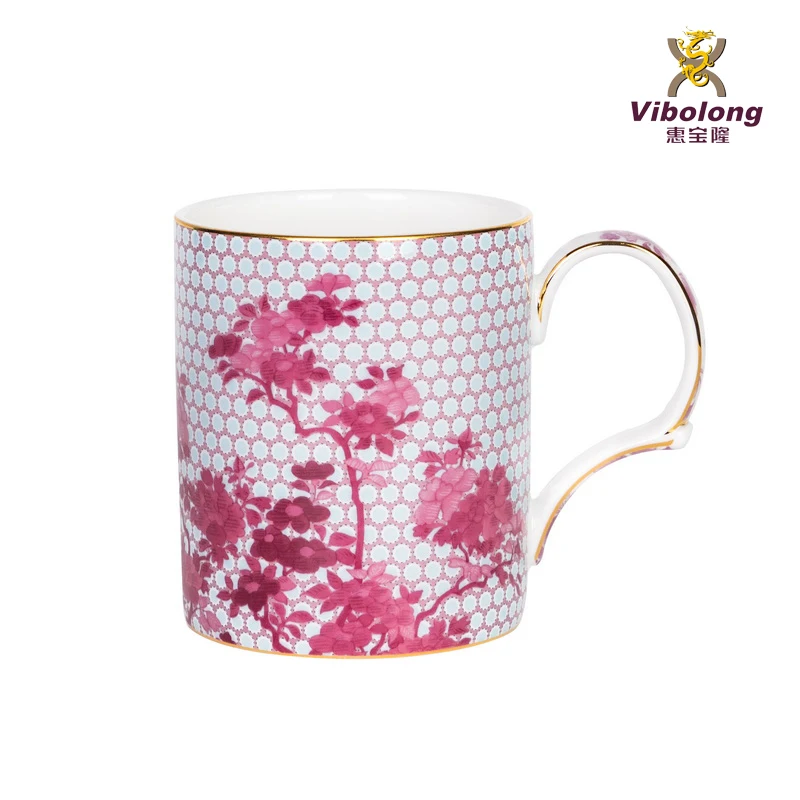 Vintage European Style Gold Rim Bone China Porcelain Ceramic Coffee Cup and Saucer Elegant Wholesale Tea Cups & Saucers