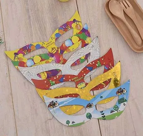 Cheap Paper Cartoon birthday For Party Theme Birthday Party for Kids mask