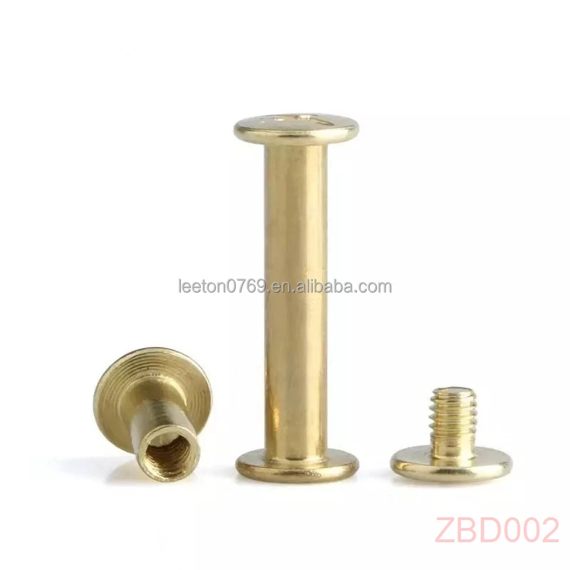 Stock supply 4mm - 295mm long gold metal binding chicago screws for menu and books