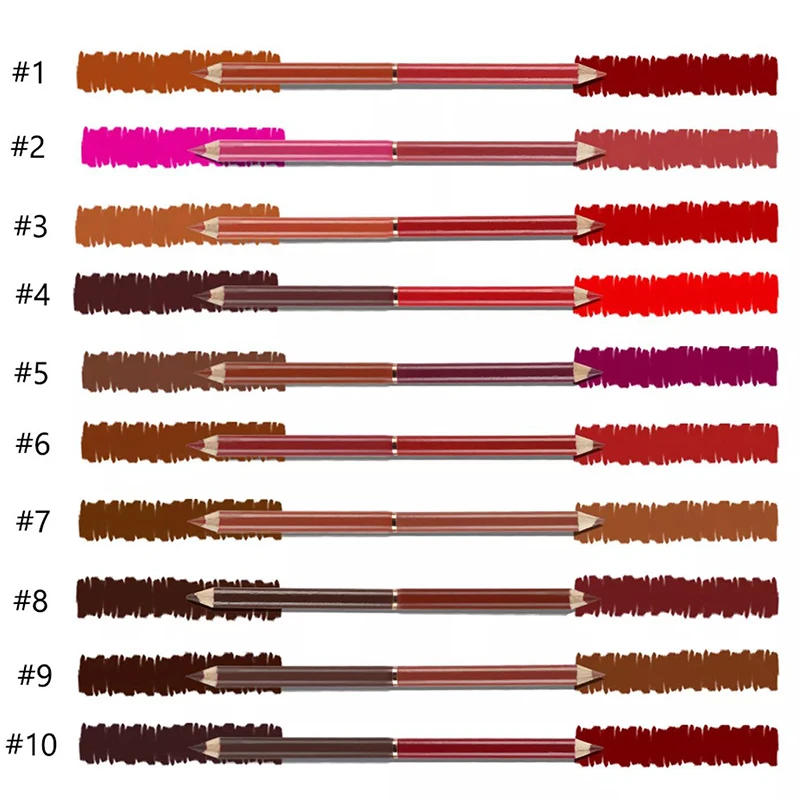 hot selling double-headed lip liner pencil custom logo  pink matte luxury vegan waterproof lip liner private label wholesale