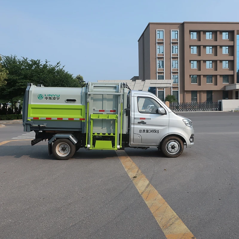 CIMC LINYU Left Loader Compactor Trash Garbage Truck Mini City Garbage Truck Detachable Container Garbage Truck in China