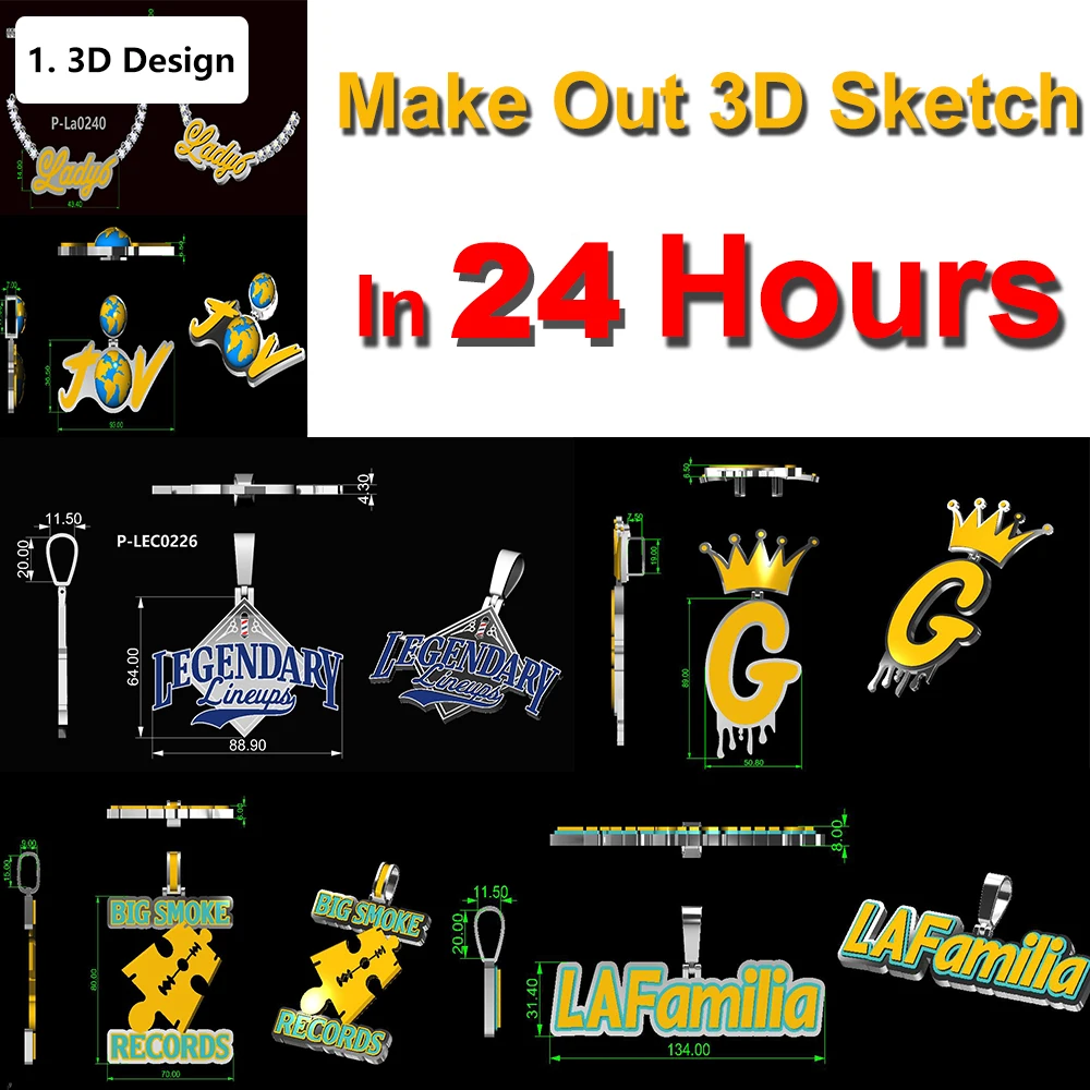 Jewelry Manufacturer Dropshipping Custom Silver 925 1 Row VVS Moissanite Glowing Colored Letter Name Pendant For Men Women