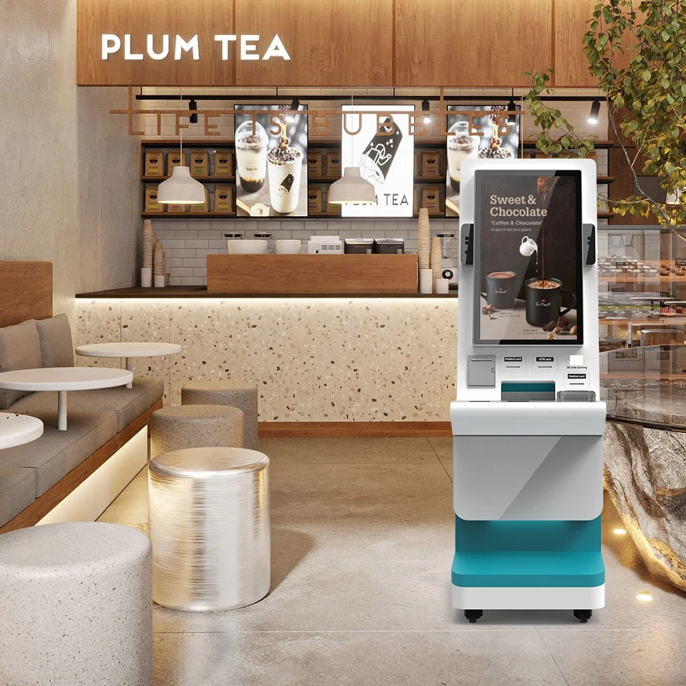 Practical sturdy 32 Inch self-service kiosk for ordering Pos Pay By Card cash outdoor indoor Factory direct machine customizable