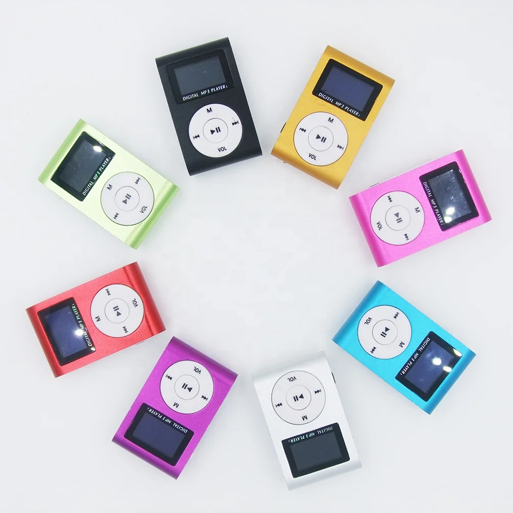 
high quality Mini cool Clip usb OEM Metal sports Lcd screen MP3 music player support mobile free song download with usb port 
