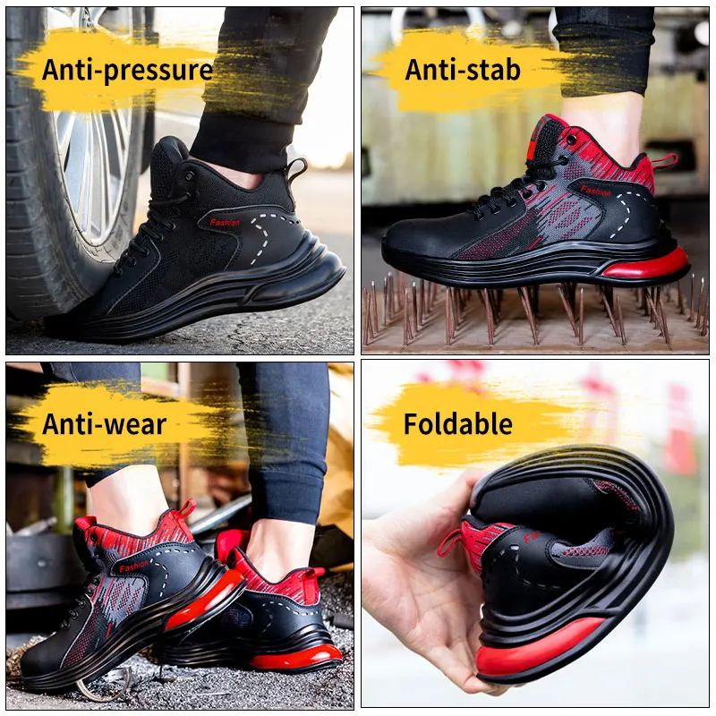 Кроссовки мужские/женские со стальным носком, легкие неразрушаемые, защита от проколов, удобные безопасные Нескользящие кеды