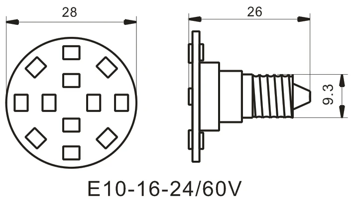 E10 Ac24v 60v Fairground Led Pixel Amusement Lamp Smd2835 28mm 16 Leds