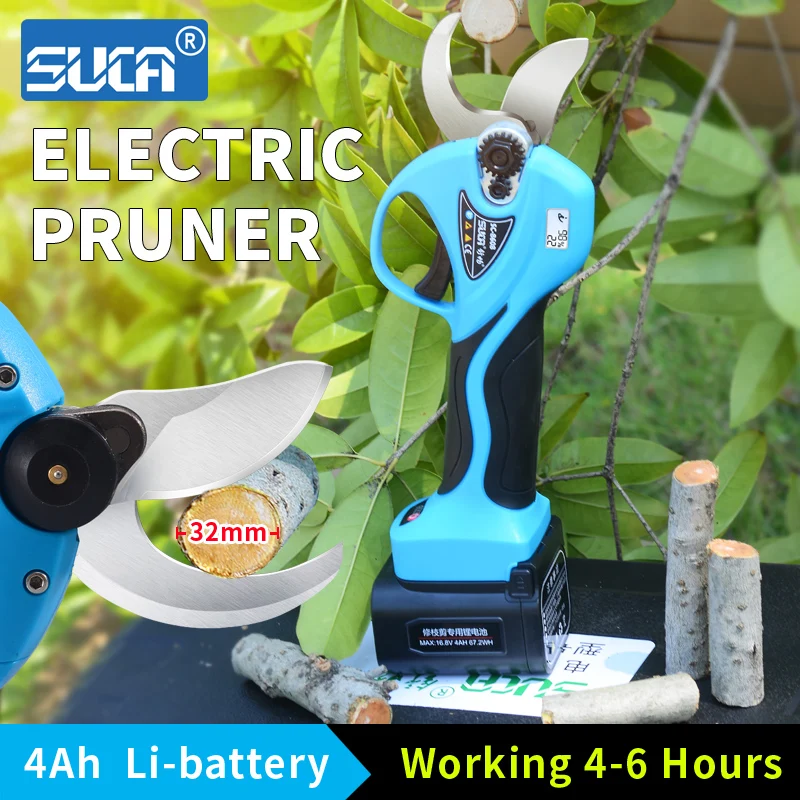 Suca SC-8608 32mm Cordless Battery Pruner Tree Pruning Branches Scissors Orchard Garden and Electric Pruning Shear