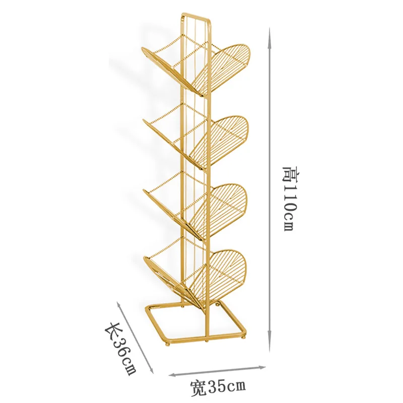 INS Nordic Iron Folding Bookshelf Living Room Study Simple Storage Rack Office Newspaper Magazine Storage Rack