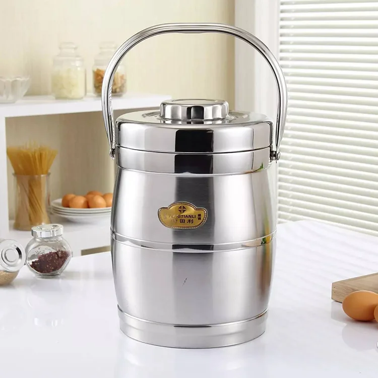 Stainless Thermostat 6.5l Big Food Hot Pot Bento 3 Compartment Lunch Box