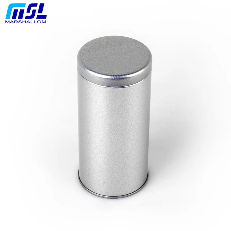 Silver Loose Tea Tins with Plug Lid Airtight Metal Round Coffee Cans Food Grade Luxury Empty Canister Custom Gift Tins