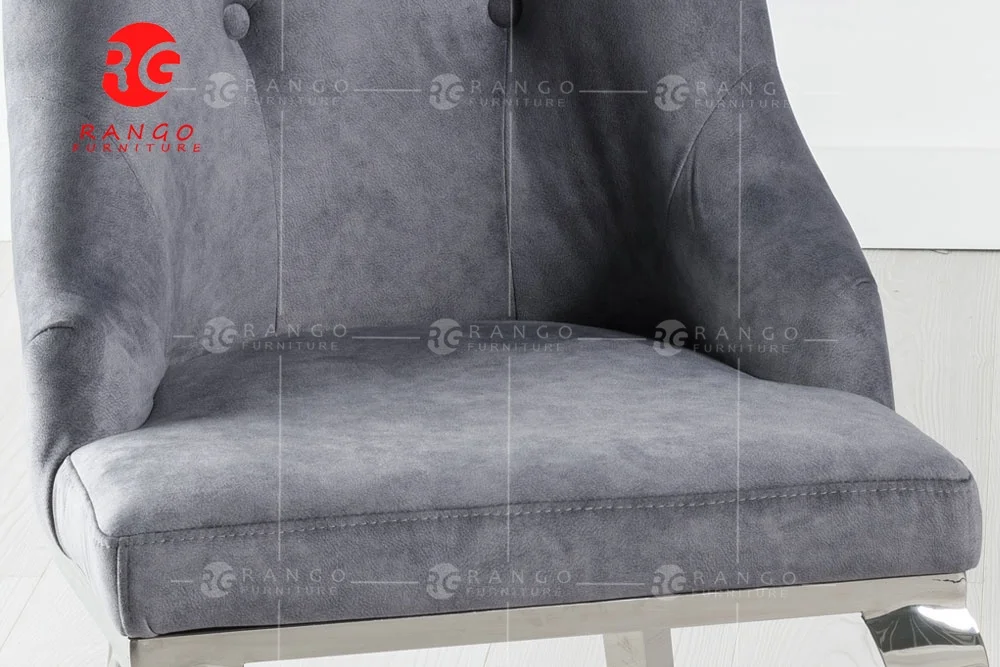 2022 Luxury dining chairs Grey Velvet Knockerback Ring Dining Chair With Chrome
