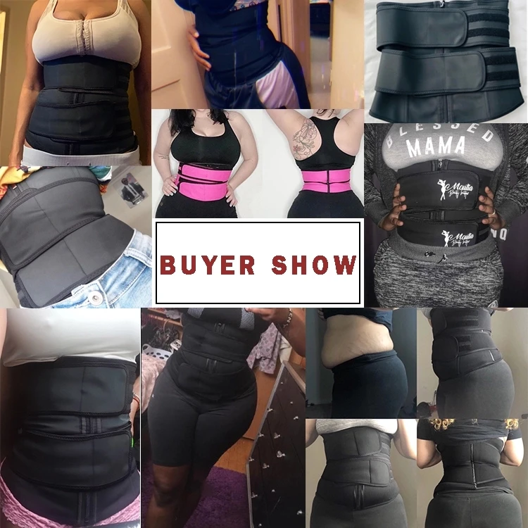 HEXIN Custom Logo Women Black Latex Waist Trainer Slimming Rubber 2 Belt Cincher Corset Slimming Body Shaper Waist Trainer