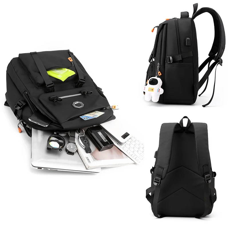 High Quality Business Computer Backpack Multiple Pocket USB Charger Port Laptop Backpack Shock Absorption Factory Wholesale