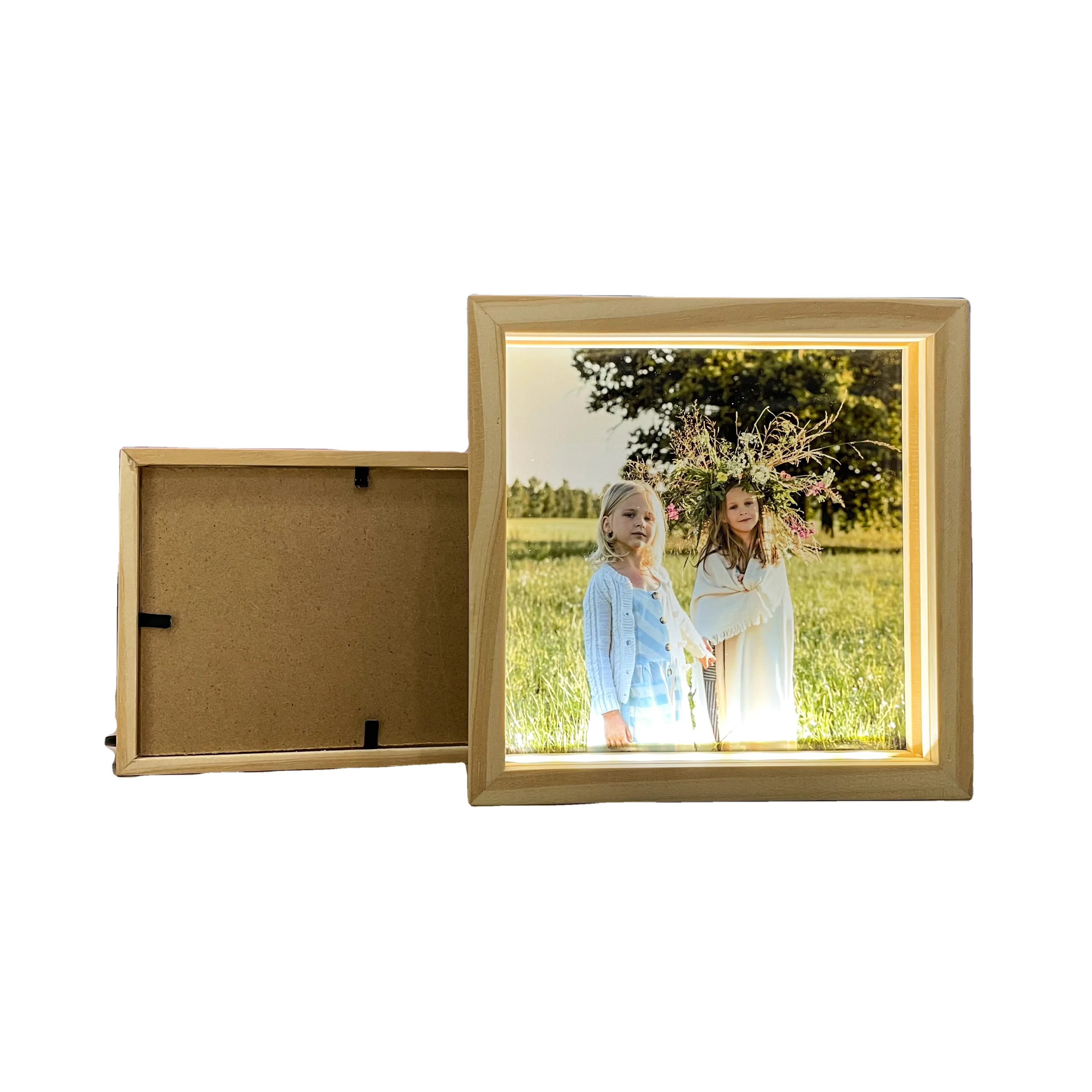 Funny Custom Acrylic Present Electric Wooden Led Usb Effect 3d Led wooden Light Photo Frame