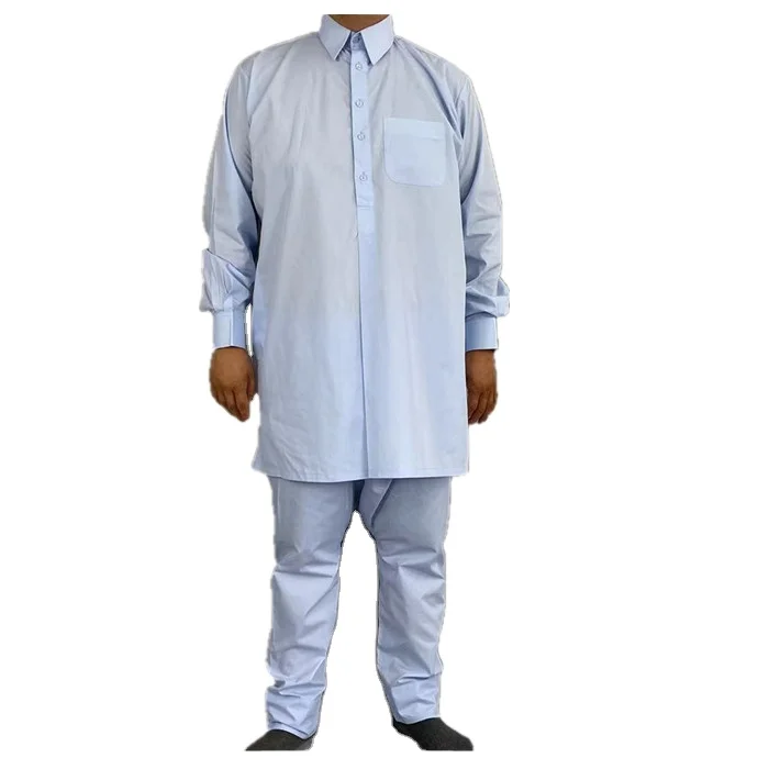 High Quality Mens Thobes Libya Style Islamic Clothing Men Thobe Jubbah Islamic Arab Qamis  Abaya Two-piece set