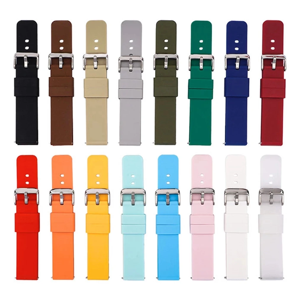 For Samsung Active 2 silicone watch strap 16mm 18mm 20mm 22mm 24mm Silicone Band Strap Quick Release Watchband Bracelet