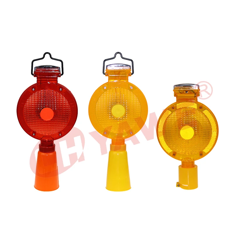 Rechargeable Solar Traffic Red Yellow warning lights LED traffic Strobe road warning cone light