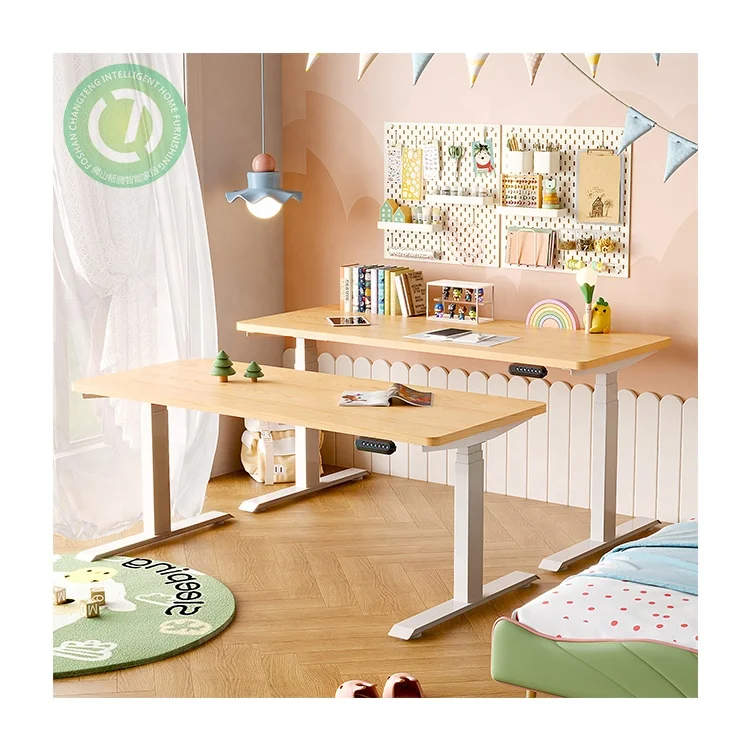 Timotion Study Desk Home Furniture Computer Electric Automatic Office Frame Living Room White School Student Shelf Stand Table