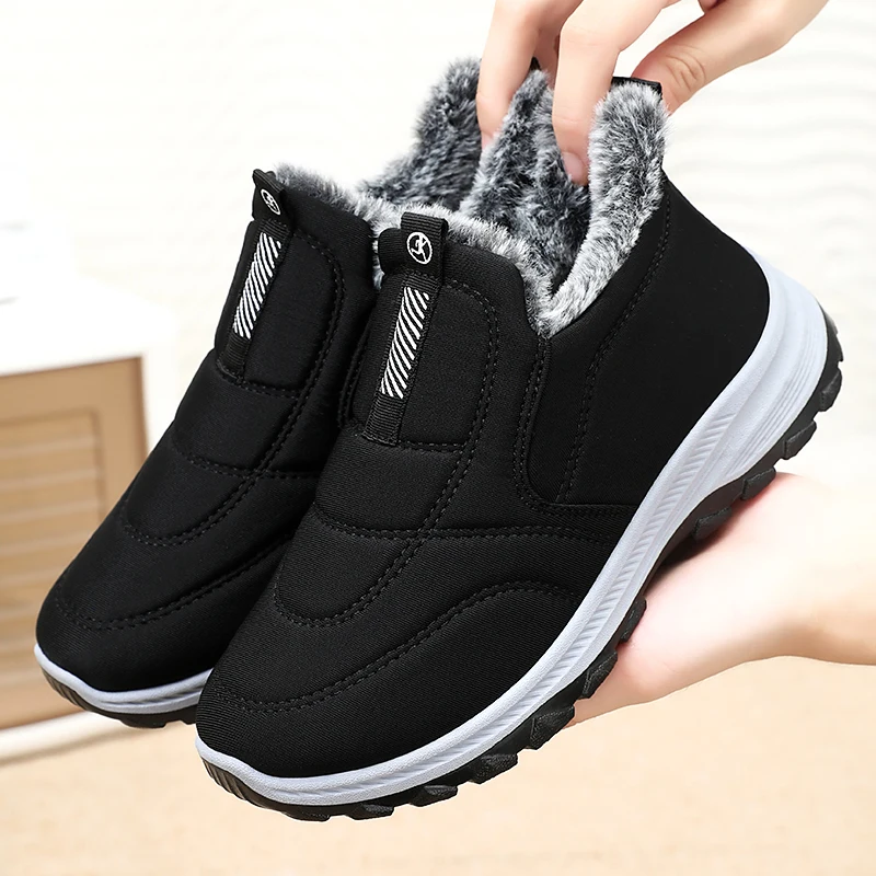 GM-YD607 Comfortable rabbit fur lining winter Women walking style shoes casual snow boots fashion winter sneakers for Women