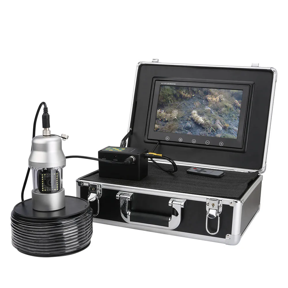 
10 Inch 20m 50m 100m 360 Degree Rotating Underwater Fishing Camera Fish Finder with IP68 Waterproof 38 LEDs for Ice Sea Fishing 
