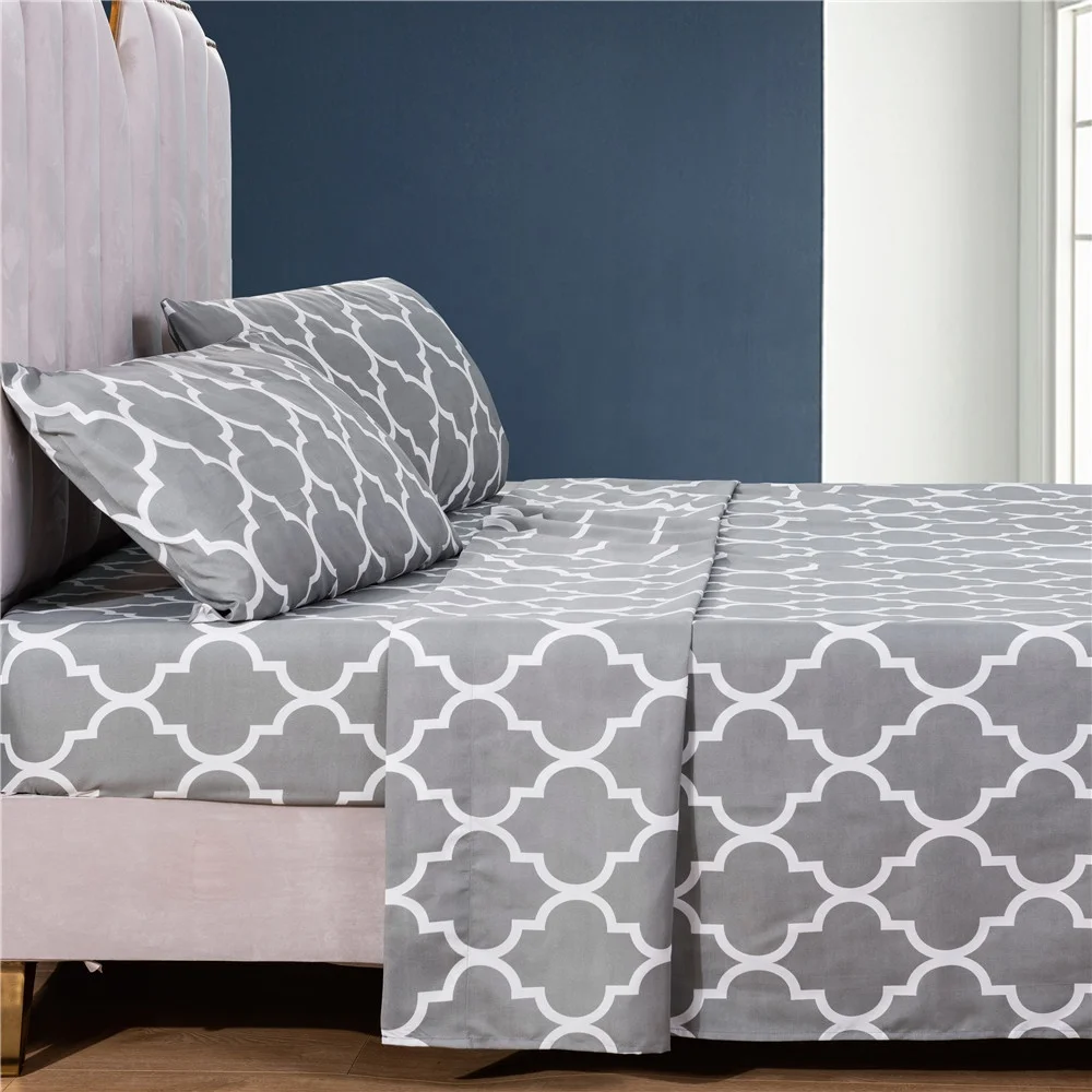 Luxury Printing Microfiber Bed Sheet Bedding Sets for Hotel Home