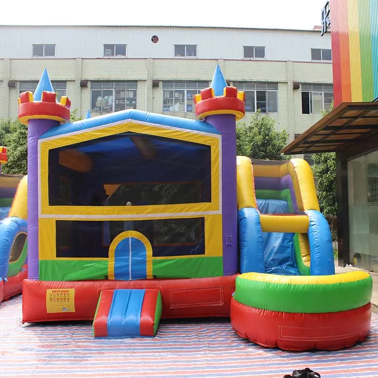 Замок надувной комнатный батут с горкой Детская лошадь