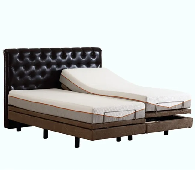 Split King Size Wireless Remote Massage Electric Adjustable Bed Frame with Under Bed Lightning Usb Ports Function Home Furniture