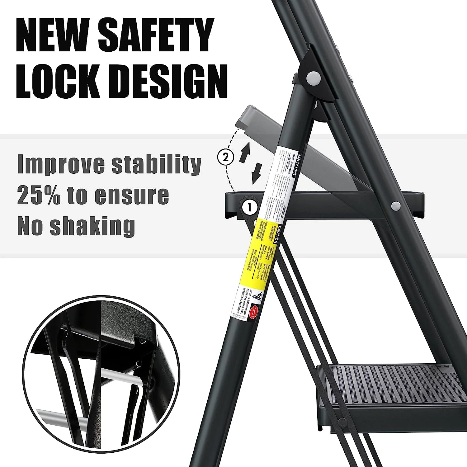 Steel 2 step ladders folding step stool ladder for homeuse