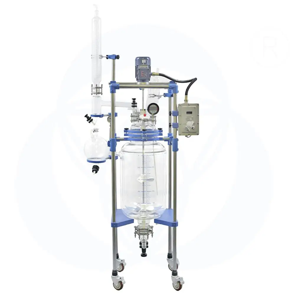 10l 20l 50l 100l 150l 200l Laboratory Chemical Reactor Jacketed Double Layer Glass Stirred Tank Reactor