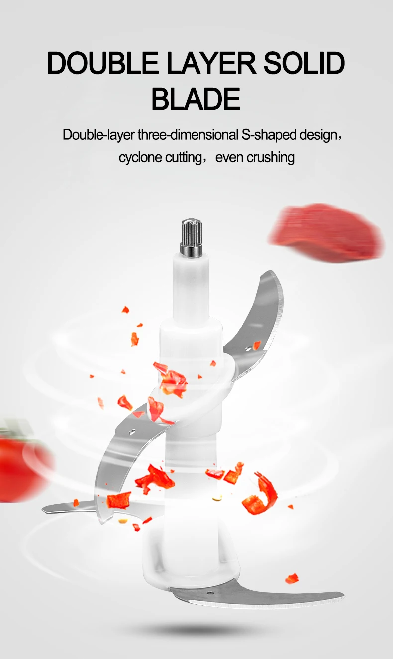 2022 OEM Kitchen Appliances 2L Multi-functional Stainless Steel Electric Scallion Meat Chopper Food Chopper