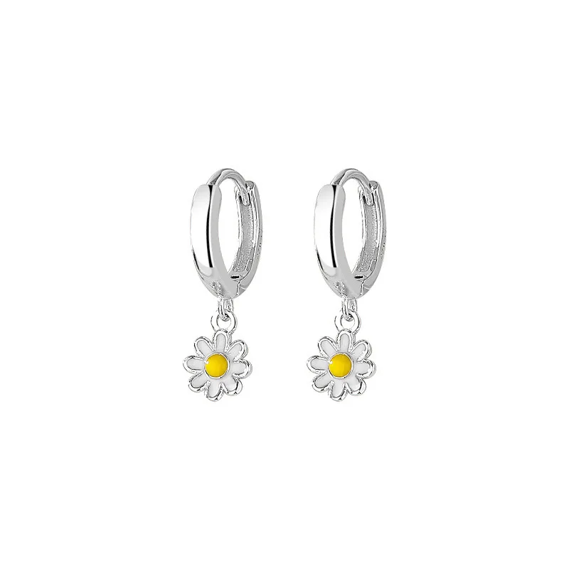wholesale fashion High quality jewelry 925 sterling silver Sunflower shape gold plated hoop earring jewelry for women
