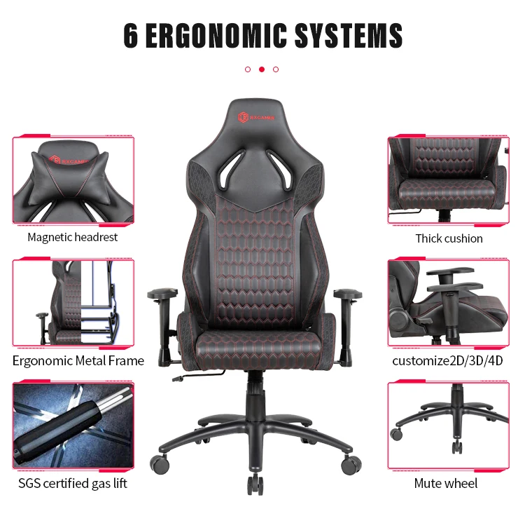 Computer Ergonomic Silla Gamer Black High Back New Design Gaming Chair Frame Metal Gaming Chair Big Size