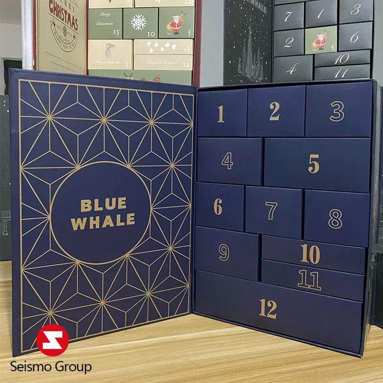 Wholesale Custom Logo Empty Diy Glitrer Box With Logo For Chocolate Cosmetic Christmas Gift Packaging And Calendar 12 Days
