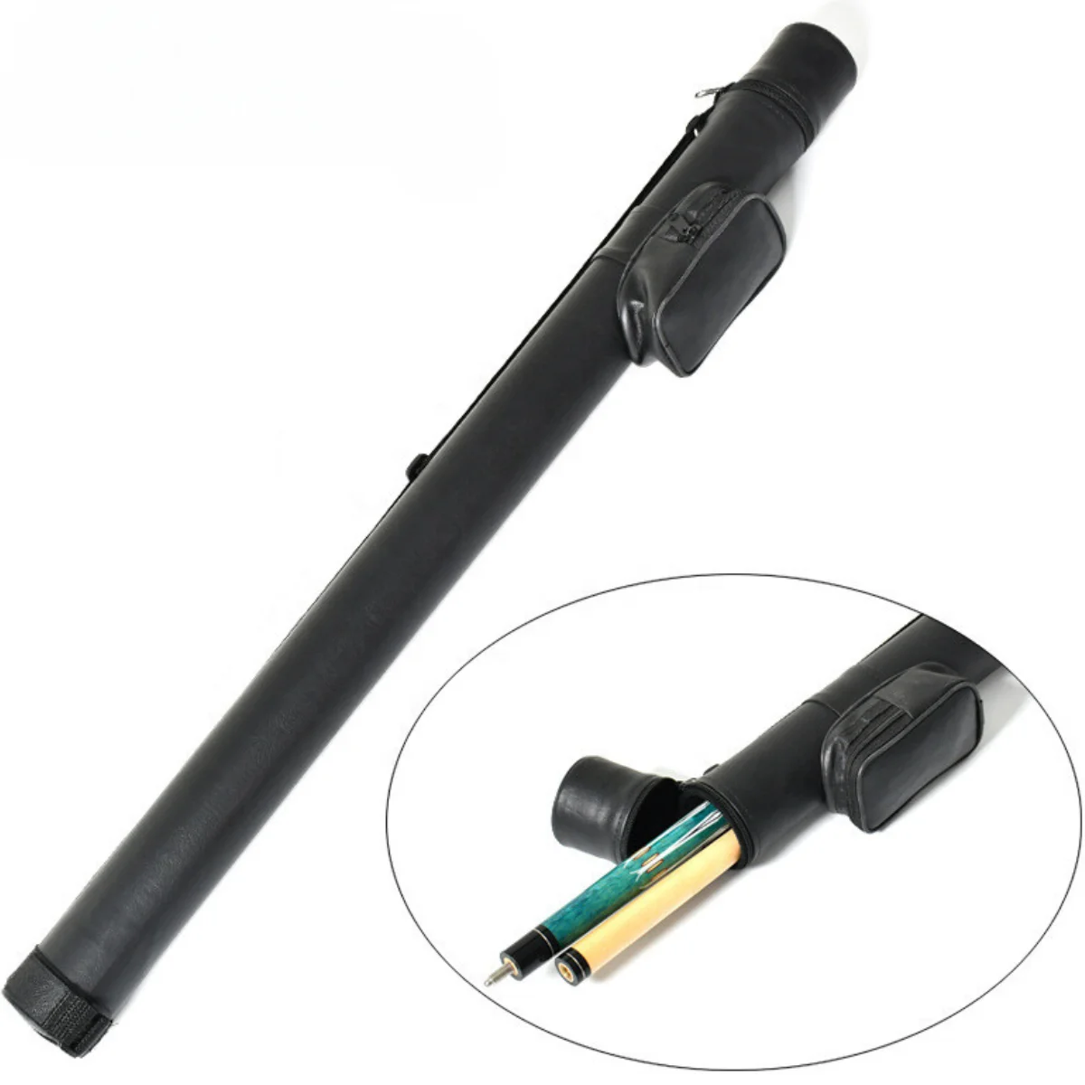 Black billiard cue bag British American style 1/2 two-section cue bag round cue box