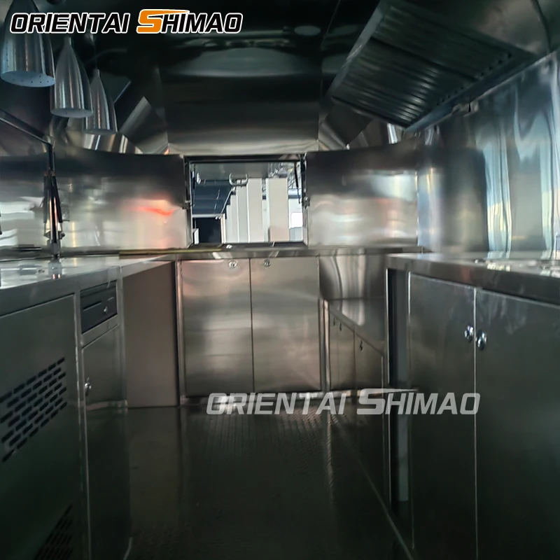 hotdog Airsream cart restaurant fast food kiosk stand trailer food prep equipment empty snack food truck trailer