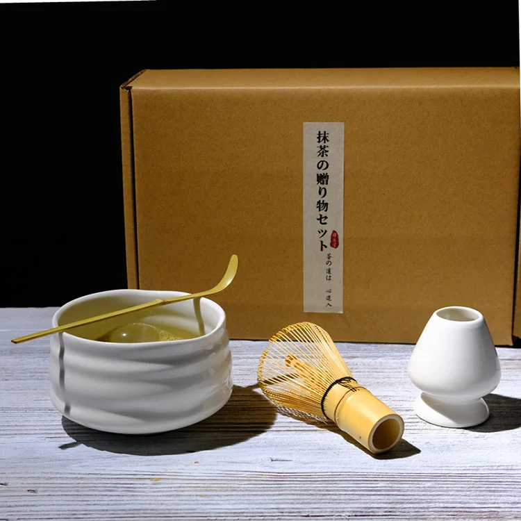 Eco Friendly Custom Package Gift Box Matcha Making Tools Bamboo Tea Matcha Whisk Set for Tea Ceremony