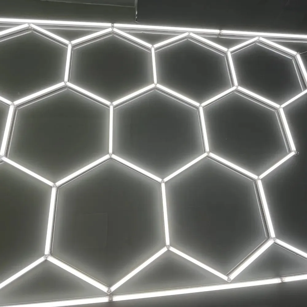 Honeycomb Auto Detailing Working Light Hexagonal Led Energy-saving Ceiling Light For Office Garage Gym Barber Shop Supermarkets
