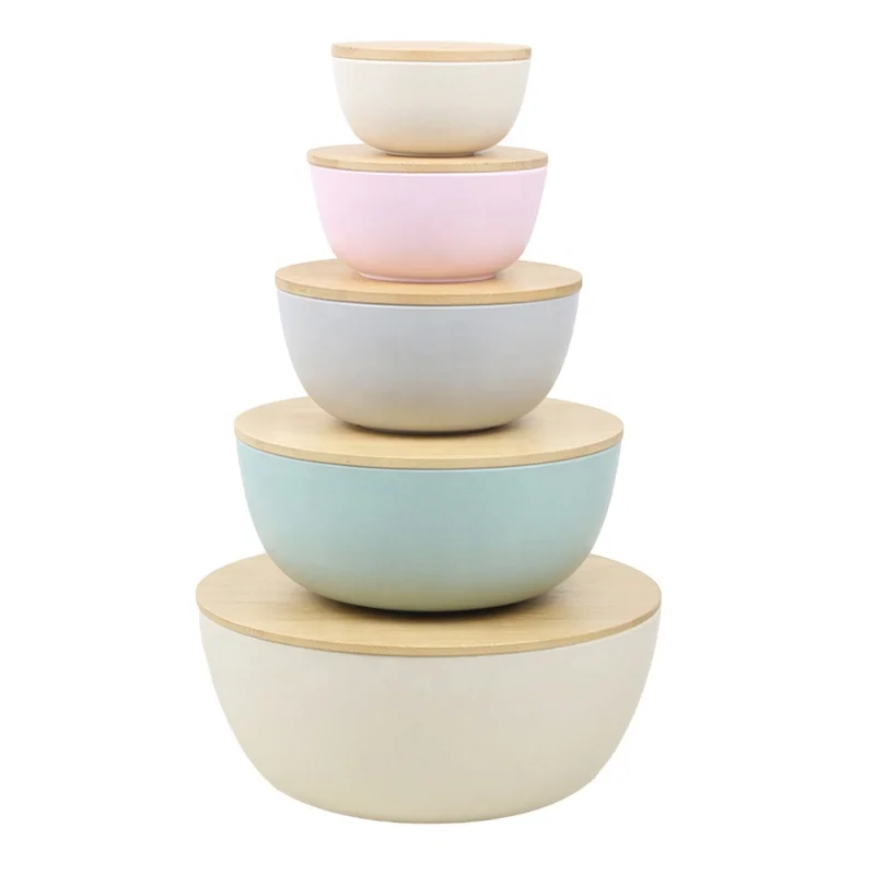 1L/1.5L/3L Kitchen Accessories Plastic Fruit Salad Bowl Round Melamine Big Mixing Bowls with Lid for food