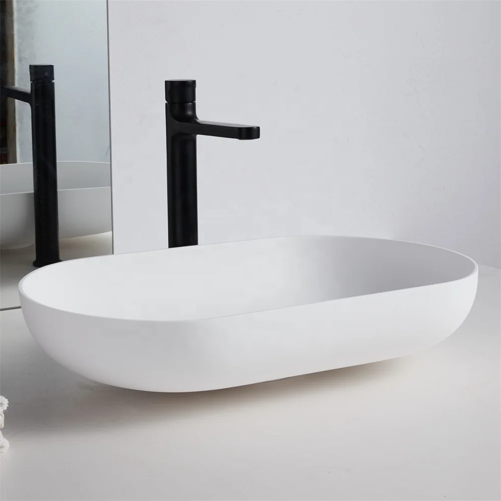 Foshan Sanitary Ware Solid surface basin Manufacture Matte white and grey stone basin Matte Gray artifficial stone sinks