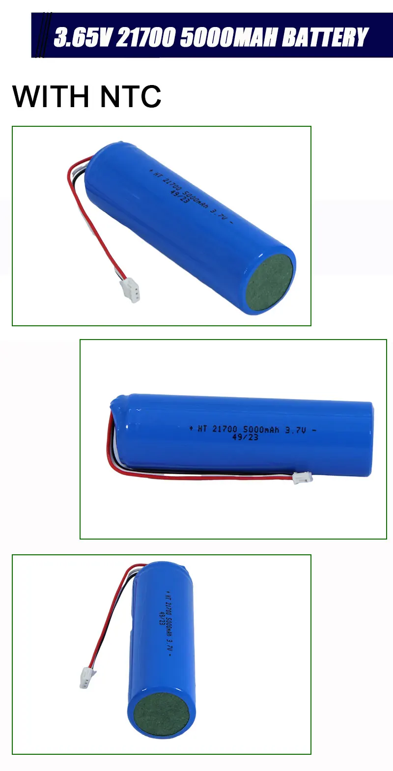 High Quality 21700 5000mAh 3.65V 3.7V Rechargeable Lithium ion Battery Packs with NTC for Medical Equipment
