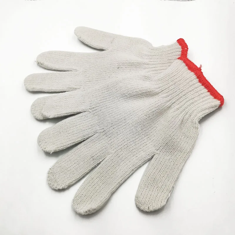 High Quality  EN388 EN420 Natrual White Garden Construction 7G 10G Cotton Yarns String Thread Knitted Roping Safety Work Gloves
