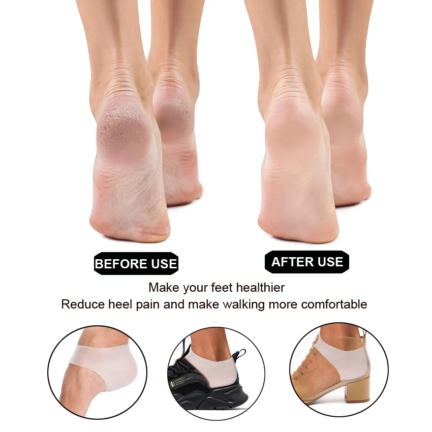 Silica Gel Heel Socks Silicone Gel Heel Sleeves Relieve Foot Cracked Pain Skin Care Protector Socks  HA00557